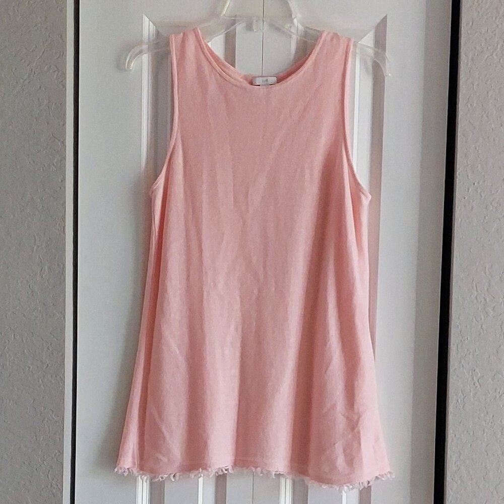 J. Jill Peachy Pink Sleeveless Tunic Fringe Hem Top Women's Size XS